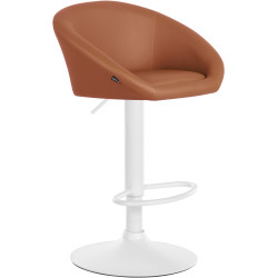 Tabouret de bar Davie, similicuir, blanc/marron clair