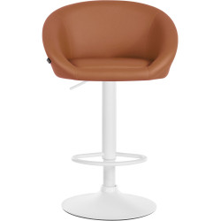 Tabouret de bar Davie, similicuir, blanc/marron clair