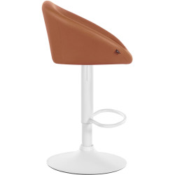 Tabouret de bar Davie, similicuir, blanc/marron clair