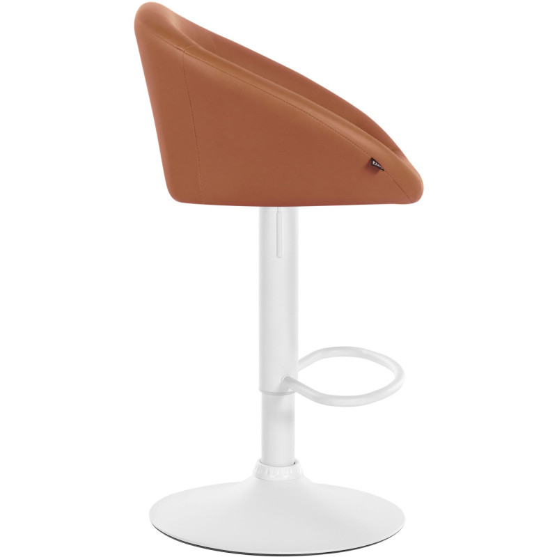 Tabouret de bar Davie, similicuir, blanc/marron clair