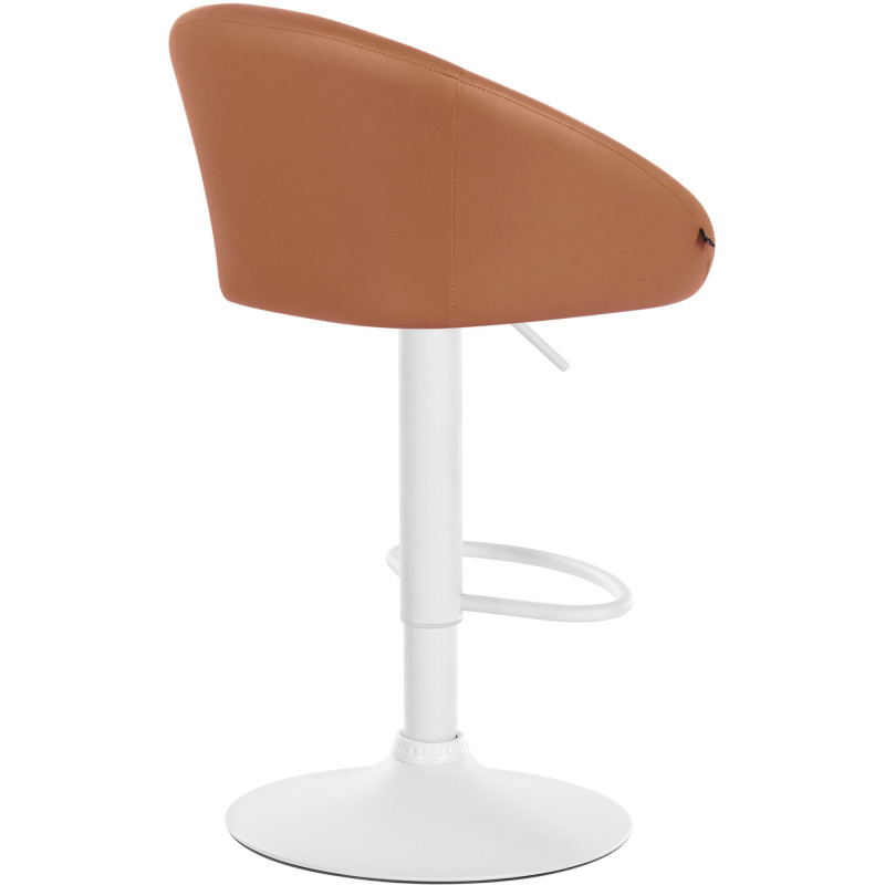Tabouret de bar Davie, similicuir, blanc/marron clair