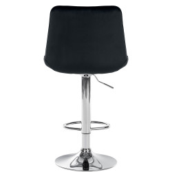 Ensemble de 2 tabourets de bar Toni, velours, chrome, noir