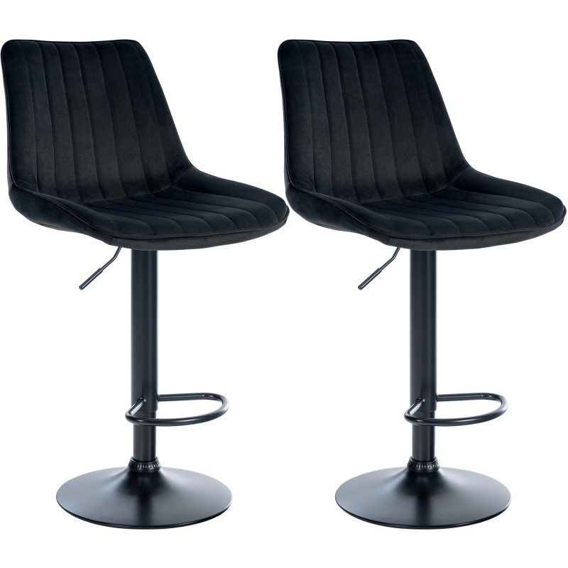 Lot de 2 tabourets de bar Toni en velours noir