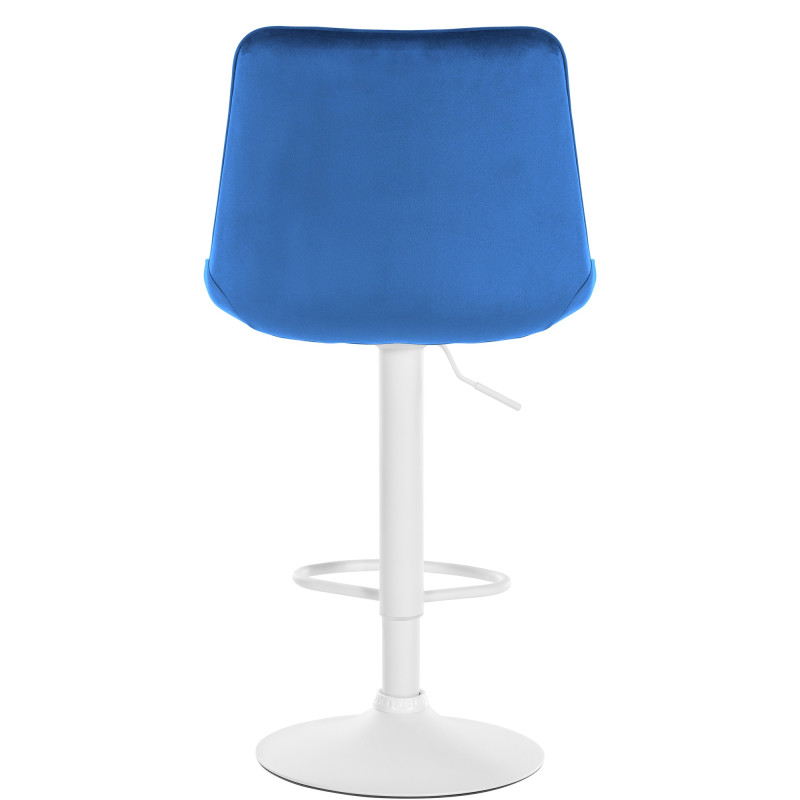 Ensemble de 2 tabourets de bar Toni en velours, blanc et bleu