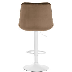 Ensemble de 2 tabourets de bar Toni en velours, blanc/marron