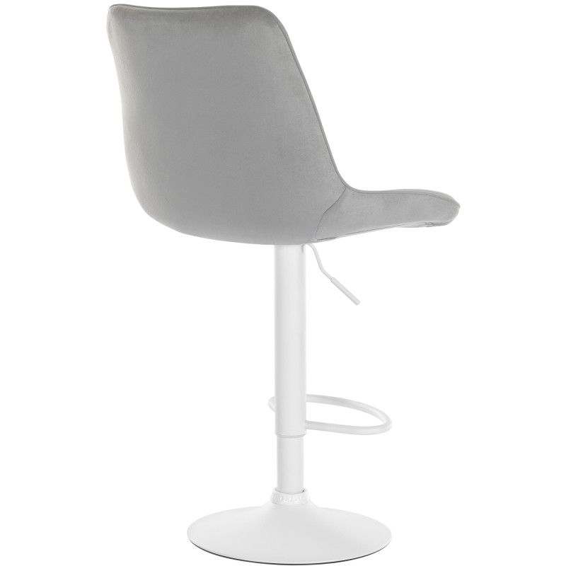 Ensemble de 2 tabourets de bar Toni en velours, blanc/gris