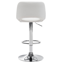 Tabouret de bar Camden, similicuir, chromé, blanc
