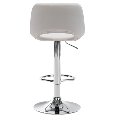 Tabouret de bar Camden, velours, chrome, crème