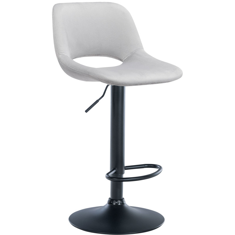 Tabouret de bar Camden en velours noir et gris clair