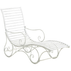 Chaise longue de jardin d'Amiens blanc antique