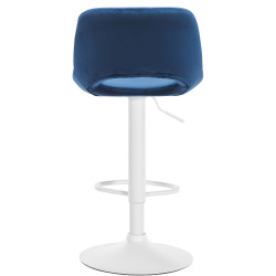 Tabouret de bar Camden en velours, blanc/bleu