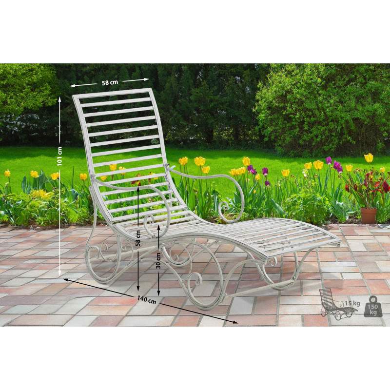 Chaise longue de jardin d'Amiens blanc antique