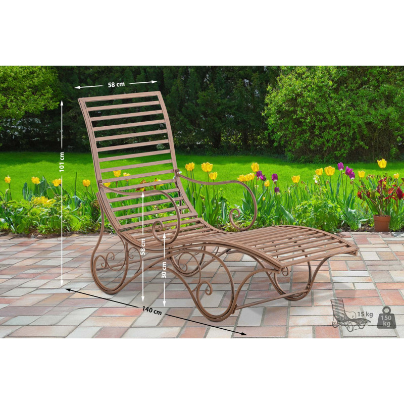 Chaise longue de jardin d'Amiens marron antique