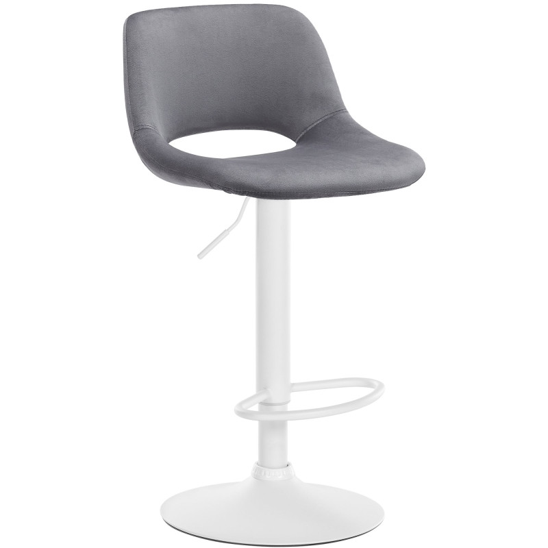 Tabouret de bar Camden, velours, blanc/gris foncé