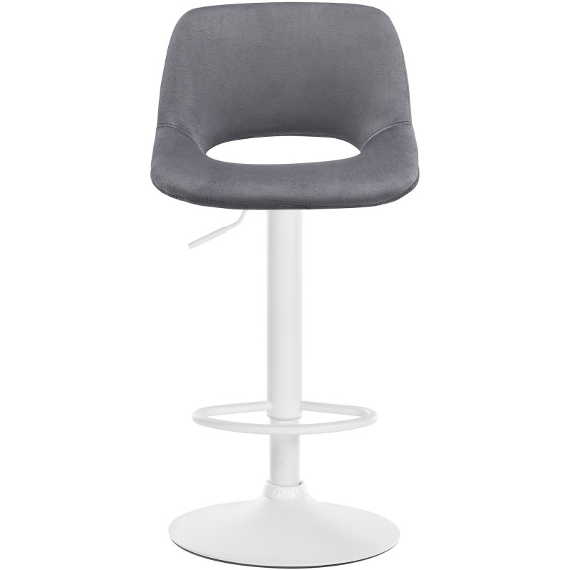 Tabouret de bar Camden, velours, blanc/gris foncé