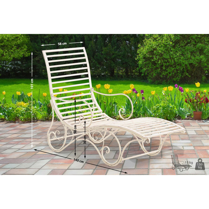 Chaise longue de jardin d'Amiens crème antique