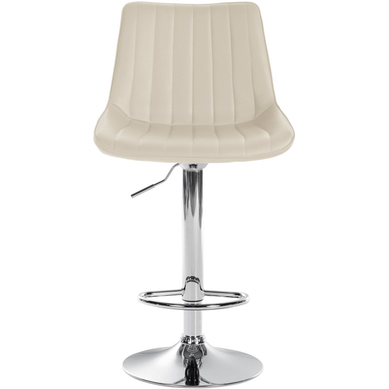 Conjunto de 2 banquetas de bar Toni, em couro sintético, cromadas, cor creme.