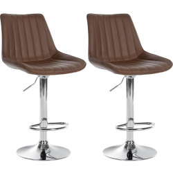 Conjunto de 2 banquetas de bar Toni, em couro sintético, marrom cromado