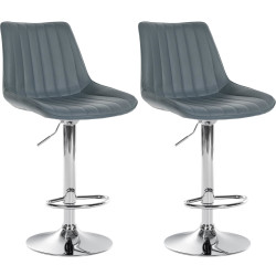 Set di 2 sgabelli da bar Toni, similpelle, grigio cromo