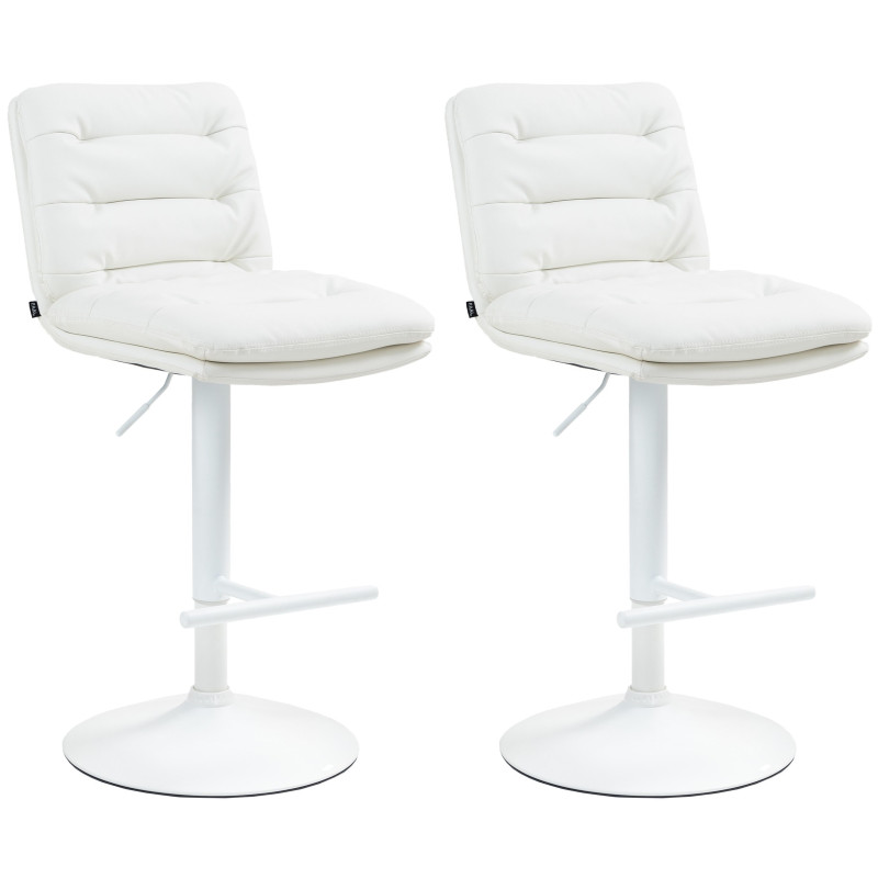 Lot de 2 tabourets de bar Damar, blanc, simili cuir