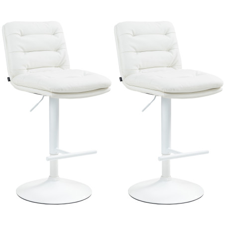 Set di 2 sgabelli da bar Damar, bianchi, in similpelle