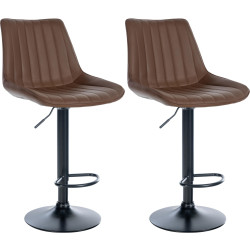 Conjunto de 2 banquetas de bar Toni, em couro sintético, preto/marrom.