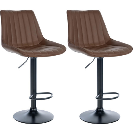 Conjunto de 2 banquetas de bar Toni, em couro sintético, preto/marrom.