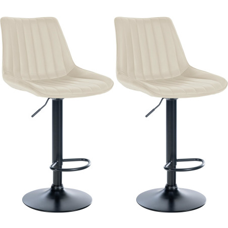 Conjunto de 2 banquetas de bar Toni em couro sintético preto e creme.