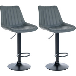 Ensemble de 2 tabourets de bar Toni, similicuir, noir et gris