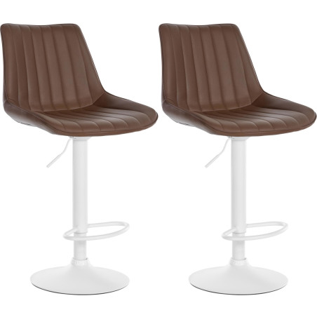 Ensemble de 2 tabourets de bar Toni, similicuir, blanc/marron