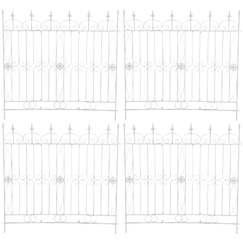 Lot de 4 clôtures de jardin en bette à carde blanc antique