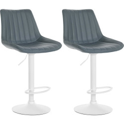 Ensemble de 2 tabourets de bar Toni, similicuir, blanc/gris