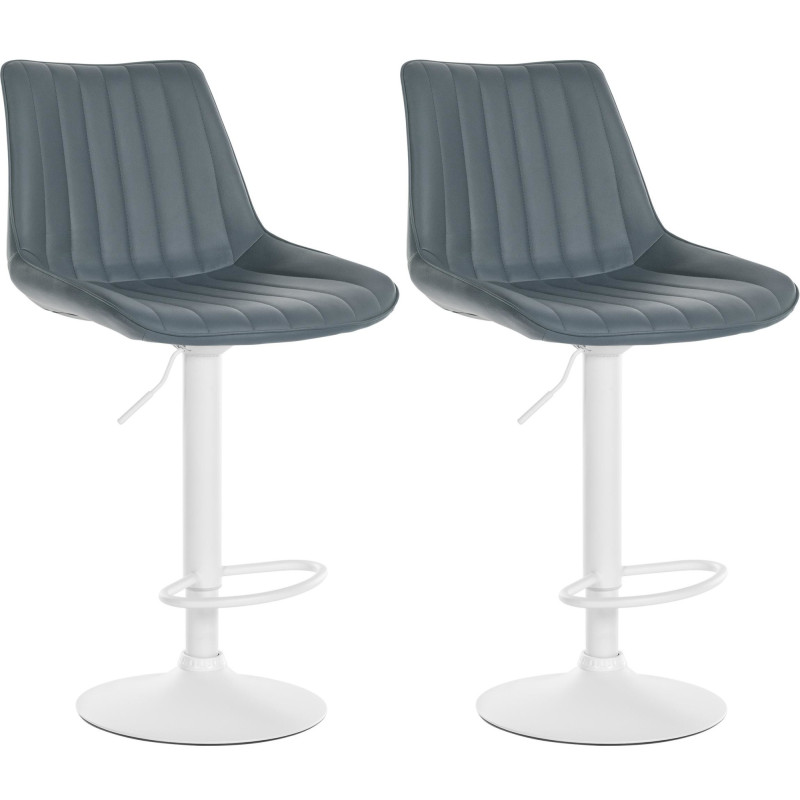 Ensemble de 2 tabourets de bar Toni, similicuir, blanc/gris
