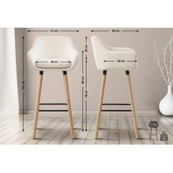 Ensemble de 2 tabourets de bar Grant, tissu, beige