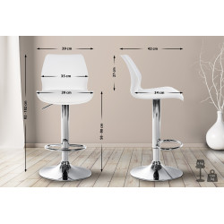 Conjunto de 2 banquetas de bar Gilbert, em plástico branco.