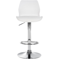 Conjunto de 2 banquetas de bar Gilbert, em plástico branco.