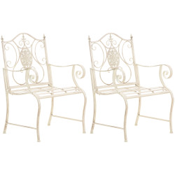 Ensemble de 2 chaises de jardin Punjab crème antique