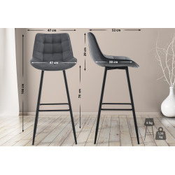 Tabouret de bar Dartford en velours, gris foncé
