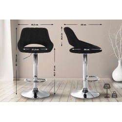Ensemble de 2 tabourets de bar Milet en tissu noir C