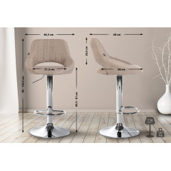 Conjunto de 2 banquetas de bar Milet em tecido C cor taupe