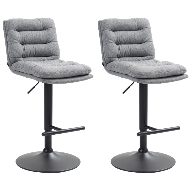 Lot de 2 tabourets de bar en tissu Damar noir gris
