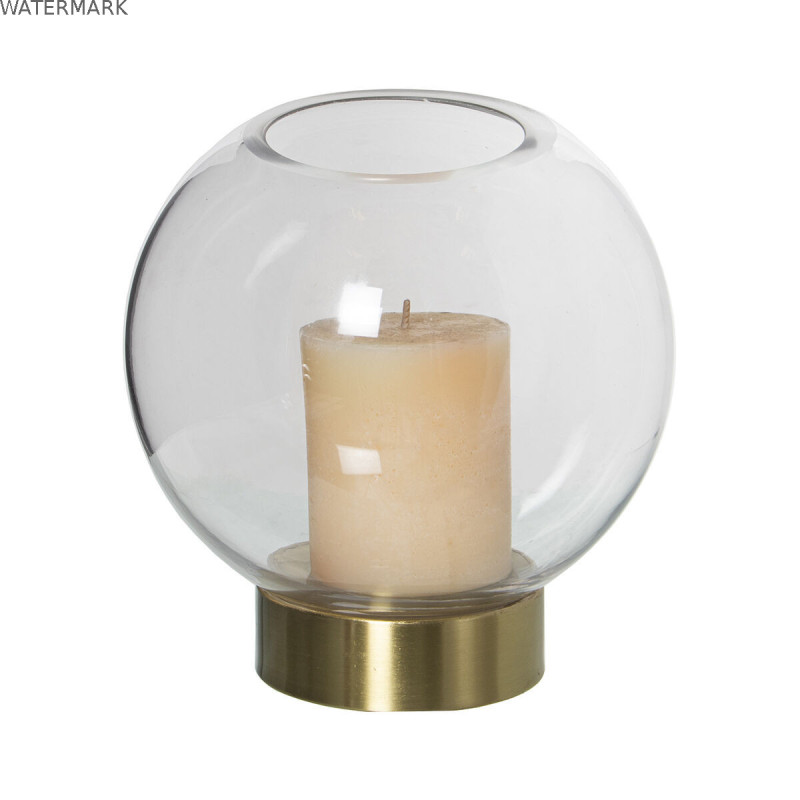 Vase Alexandra House Living Transparent Doré Verre 15 x 15 cm Bougeoir