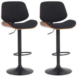 Set di 2 sgabelli da bar Clawson, tessuto noce nero/nero