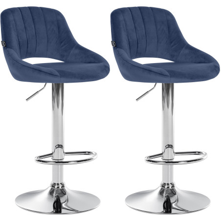Ensemble de 2 tabourets de bar Milet en velours bleu