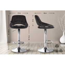 Lot de 2 tabourets de bar Milet en velours noir