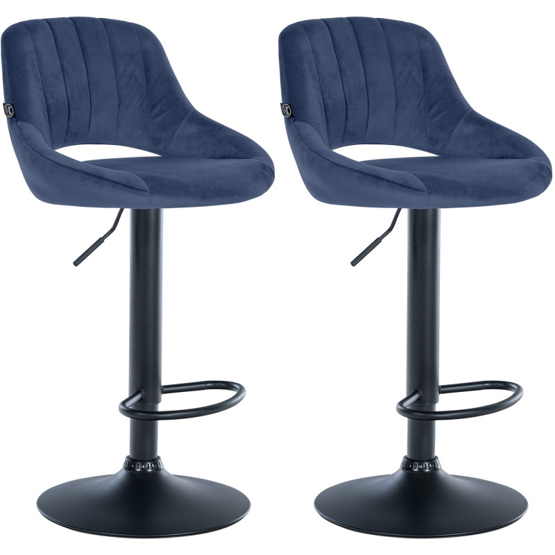 Set di 2 sgabelli da bar in velluto Milet, blu