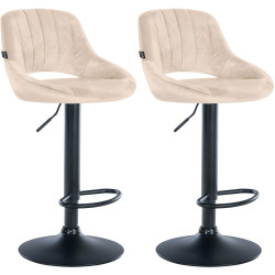 Set di 2 sgabelli da bar in velluto Milet, crema