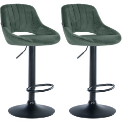 Conjunto de 2 banquetas de bar Milet em veludo verde