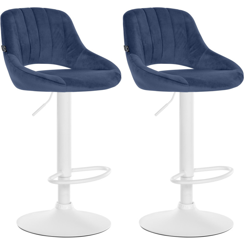 Juego de 2 taburetes de bar Milet de terciopelo, azules