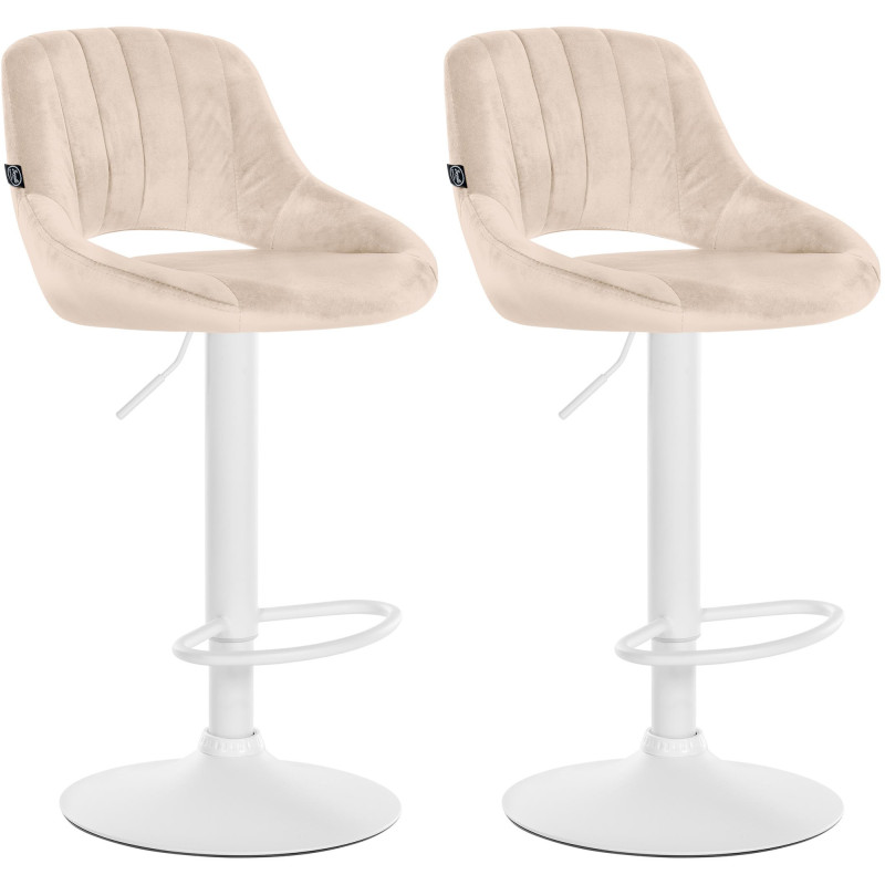 Conjunto de 2 banquetas de bar Milet em veludo creme.